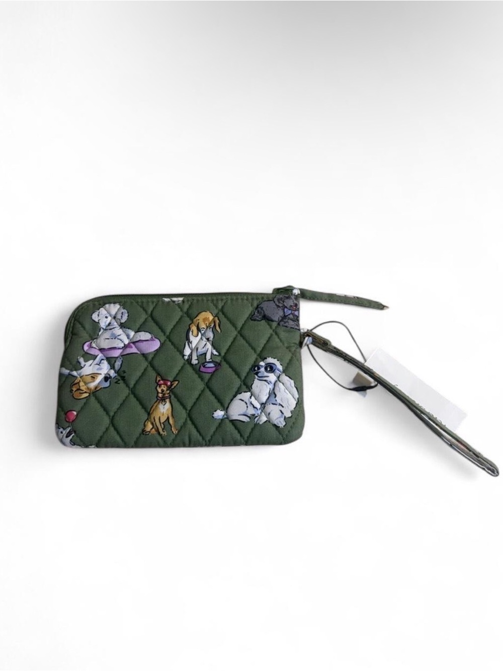 Vera Bradley Olive Quilted Wristlet with Dog Pattern - Picture 4 of 7